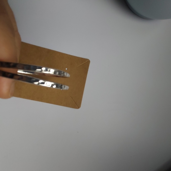 Polished hinged post round hoop earrings. See last pic for size - Picture 2 of 5